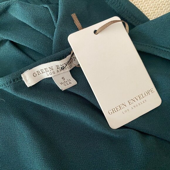 GREEN ENVELOPE V-neck Mutton Sleeve slouchy Stretch Tunic Shirt *SMALL* - Picture 6 of 7